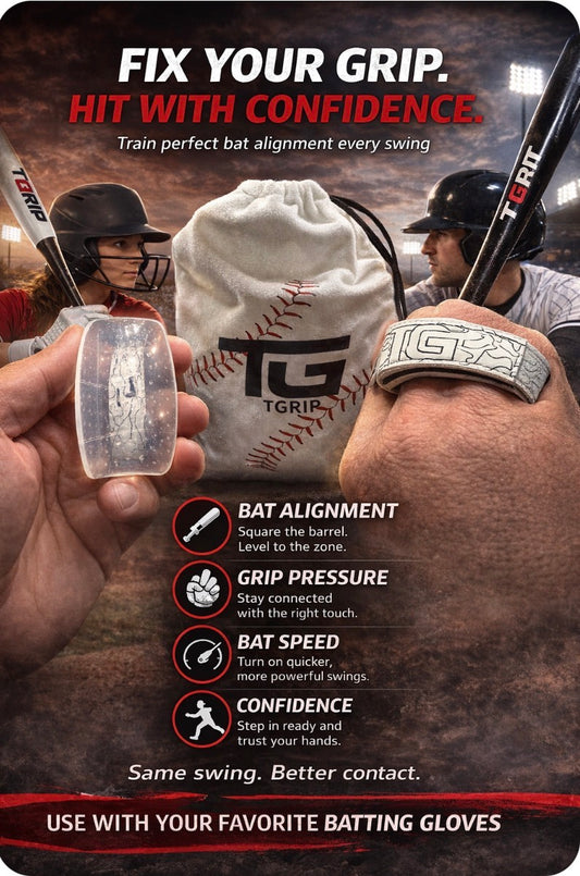 T-Grip™ Baseball/Softball Puts the bat in the proper position in the hand for batters of all ages and abilities.