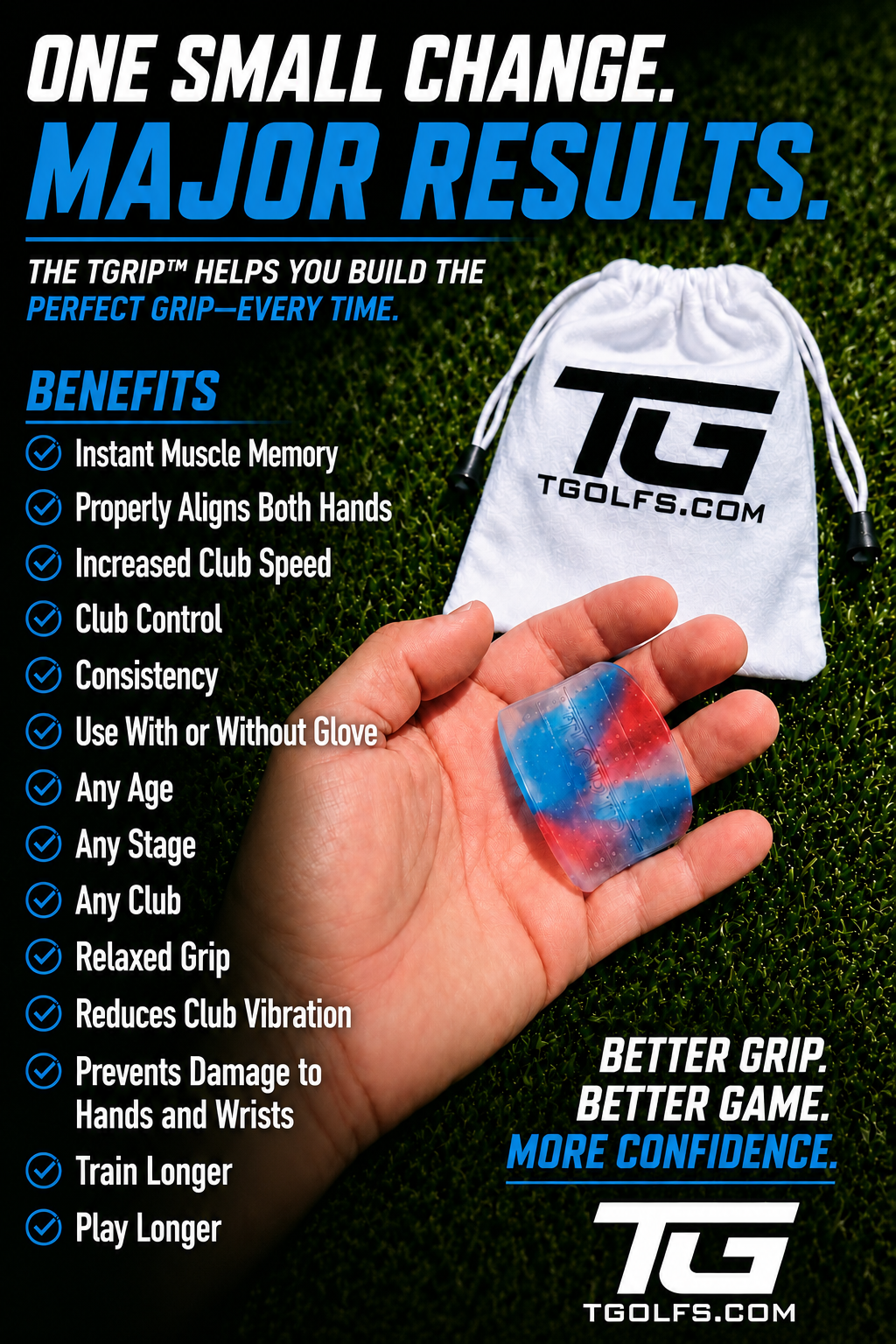 T-Grip™ Golf Version improving alignment, grip pressure, and clubface control for more consistent, confident shots.