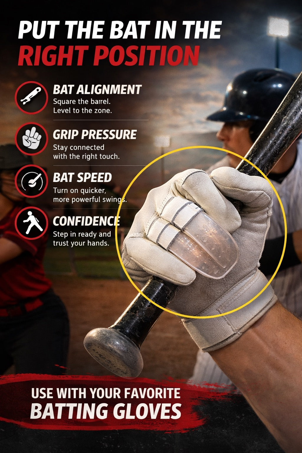T-Grip™ Baseball/Softball Version puts the bat in the correct position every swing—improving grip, control, and confidence so you make more solid contact.
