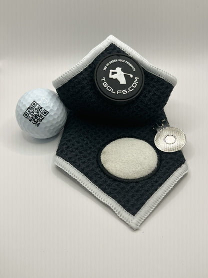 Close up of golf towel and groove cleaner